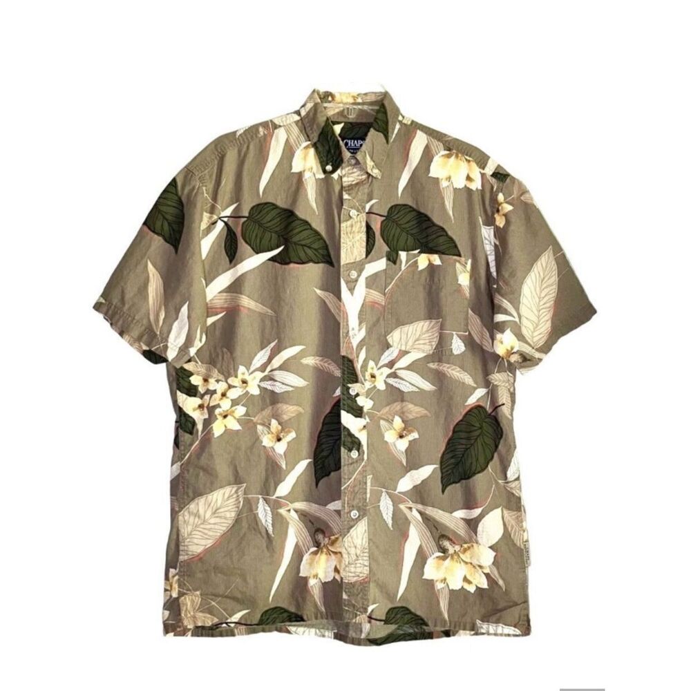 Chaps by Ralph Lauren Tropical Button Down in Tan/Gold/Green Men’s M